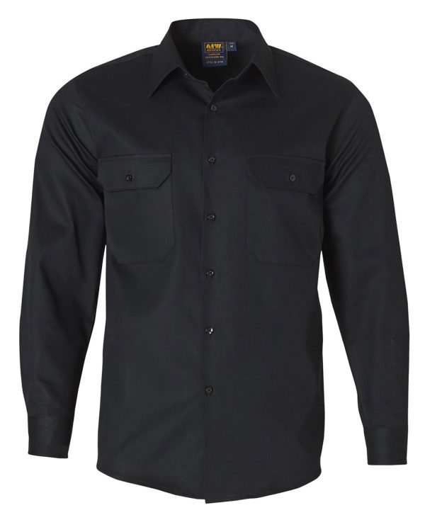 Cotton Drill Work Shirt - Long Sleeve - Image 3