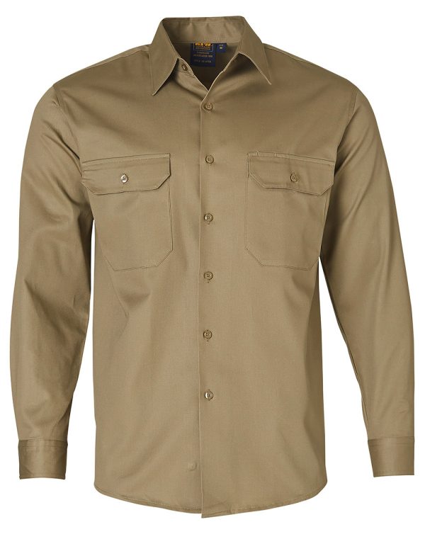 Cotton Drill Work Shirt - Long Sleeve