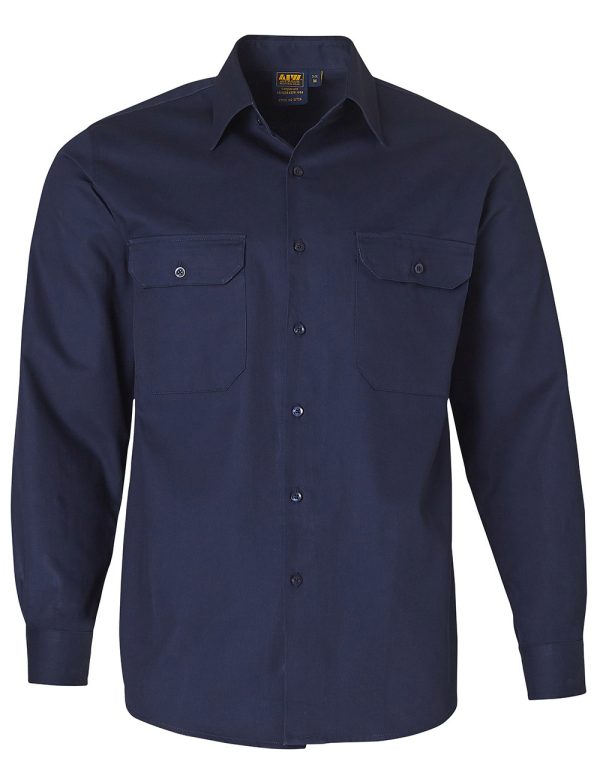 Cotton Drill Work Shirt - Long Sleeve - Image 4