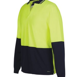 JB'S HI VIS L/S NON BUTTON POLO