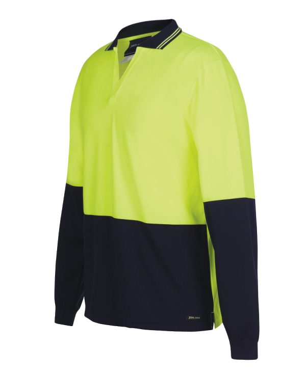 JB'S HI VIS L/S NON BUTTON POLO