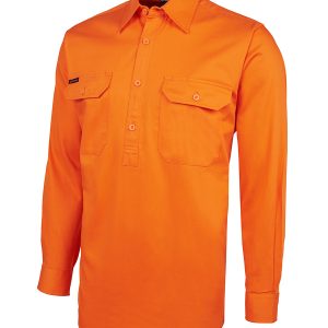 JB'S HI VIS L/S 190G FRONT CLOSE SHIRT