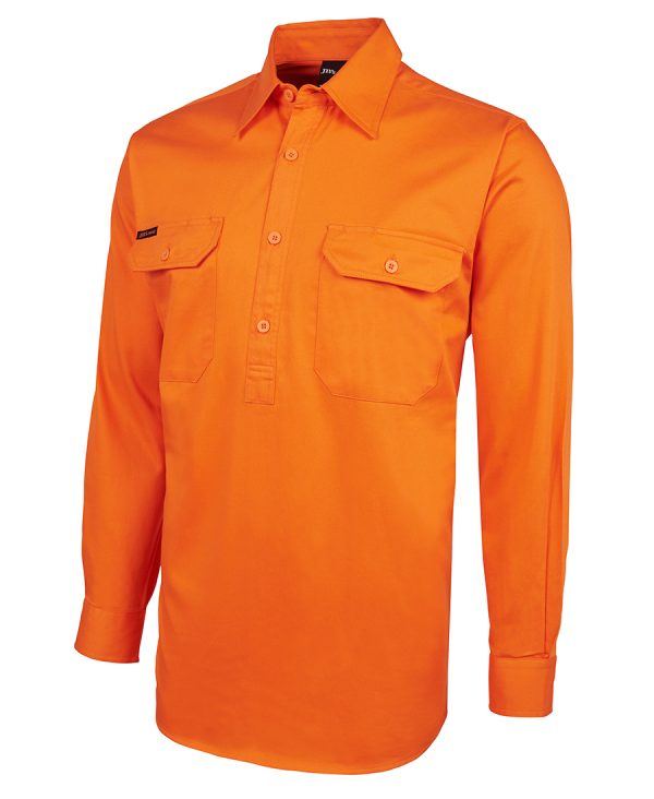 JB'S HI VIS L/S 190G FRONT CLOSE SHIRT