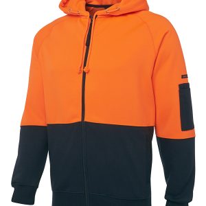 JB'S HI VIS FULL ZIP FLEECY HOODIE