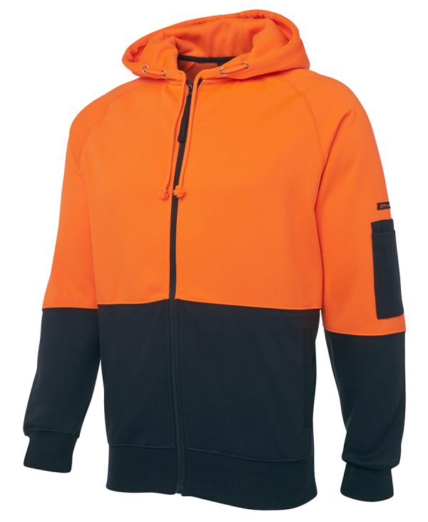 JB'S HI VIS FULL ZIP FLEECY HOODIE