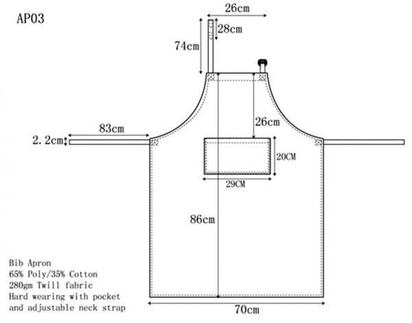 Bib apron  w86xh70cm