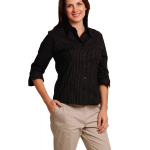 Ladies' 3/4 Sleeve Stretch Stripe Shirt