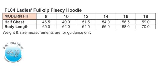 Ladies' full-zip fleecy hoodie