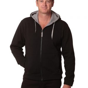 Men's Full Zip Contrast Fleece Hoodie