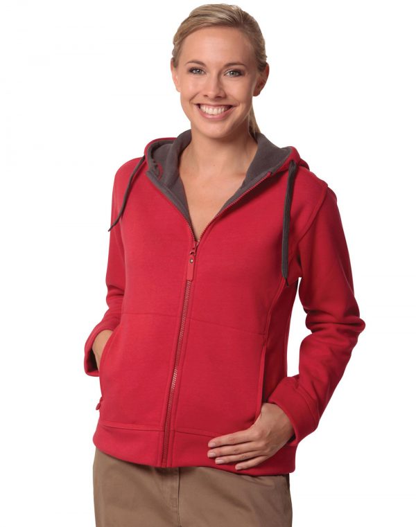 Ladies' Full Zip Contrast Fleece Hoodie