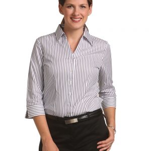 Women's Sateen Stripe 3/4 Sleeve Shirt