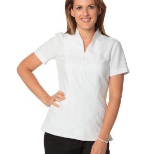 Women's Full Zip Front Short Sleeve Tunic