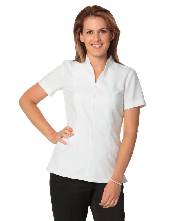 Women's Full Zip Front Short Sleeve Tunic