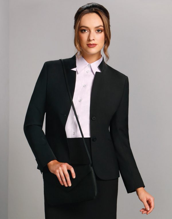 Ladies' Wool Blend Stretch Reverse Lapel Jacket