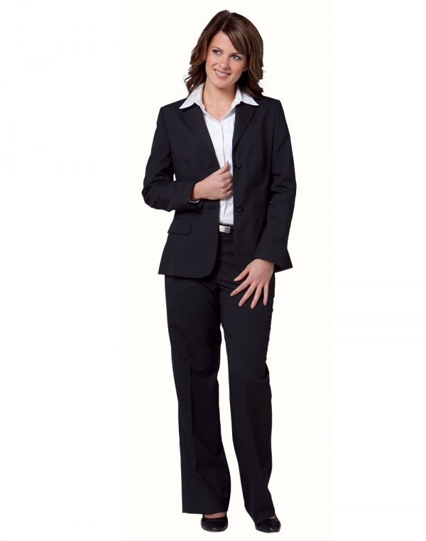 Women's Two Buttons Mid Length Jacket in Poly/Viscose Stretch