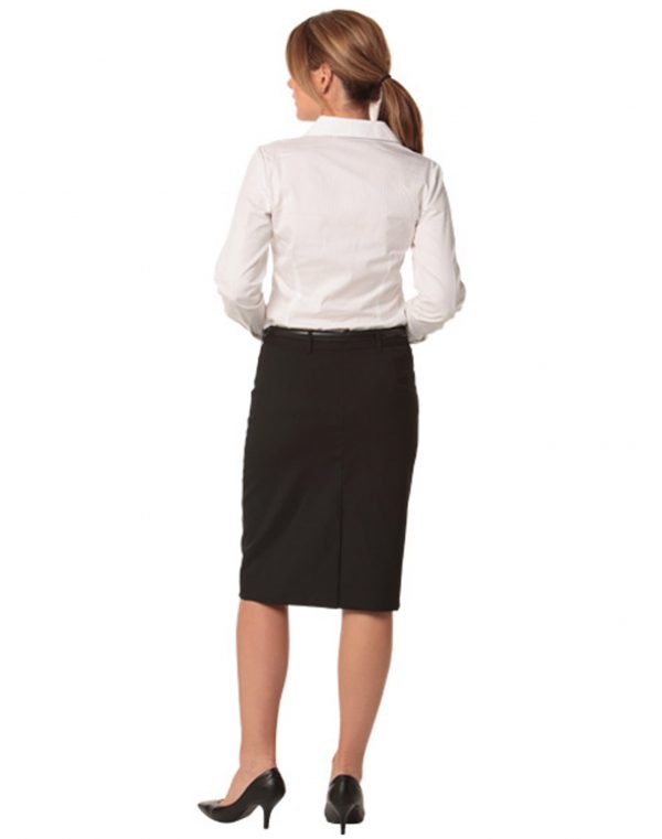 Women's Mid Length Lined Pencil Skirt in Wool Stretch