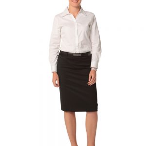 Women's Mid Length Lined Pencil Skirt in Poly/Viscose Stretch