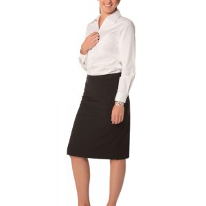 Women's Mid Length Lined Pencil Skirt in Poly/Viscose Stretch Stripe