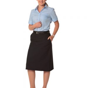 Women's Flexi Waist A-line Utility Lined Skirt in Poly/Viscose Stretch Twill