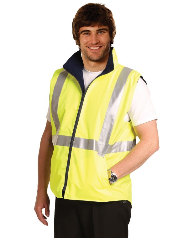 Hi-Vis Reversible Safety Vest With Hoop Pattern 3M Tapes