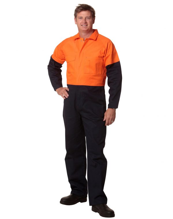 Hi-Vis Two Tone Men's Cotton Drill Coverall-Regular