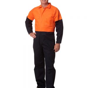 Hi-Vis Two Tone Men's Cotton Drill Coverall-Stout