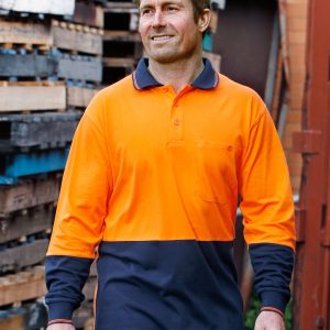 Hi-Vis Cotton Two Tone L/S Safety Polo