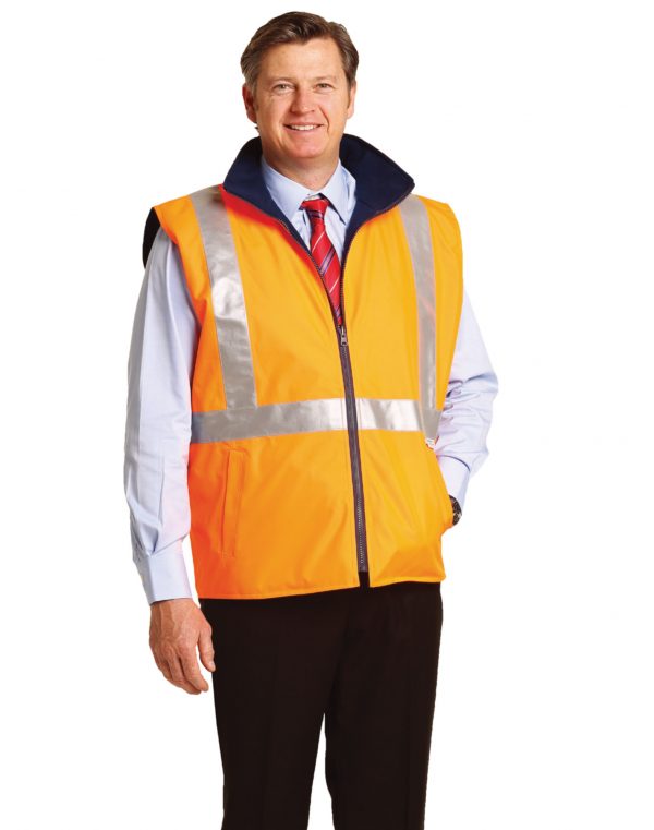 Hi-Vis Reversible Safety Vest With X Pattern 3M Tapes