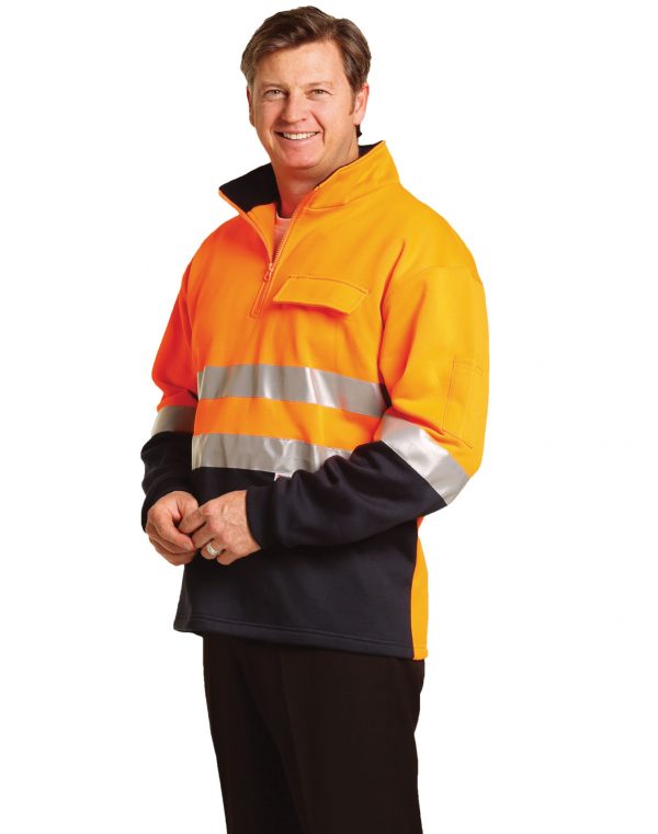 Hi-Vis Two Tone Cotton Fleecy Sweat With 3M tapes