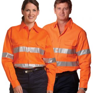 Men's Hi-Vis L/S Drill Shirt With 3M Tapes