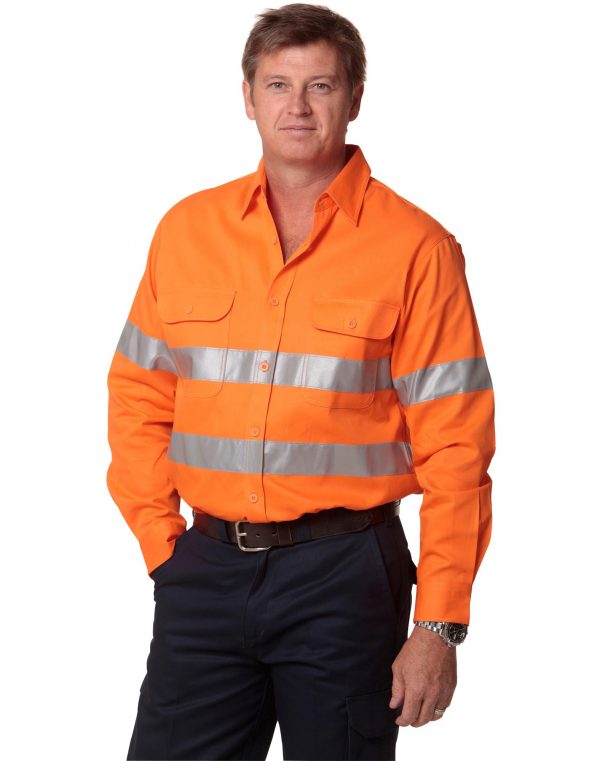 Men's Hi-Vis L/S Drill Shirt With 3M Tapes