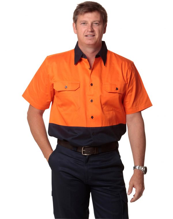 Hi-Vis two tone S/S cotton work shirt