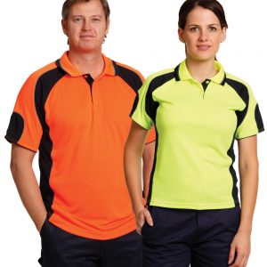 Men's Hi-Vis Cooldry Contrast Polo with Sleeve Panels