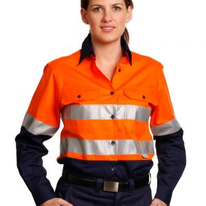 Ladies' Hi-Vis L/S Safety Shirt 3M Tape