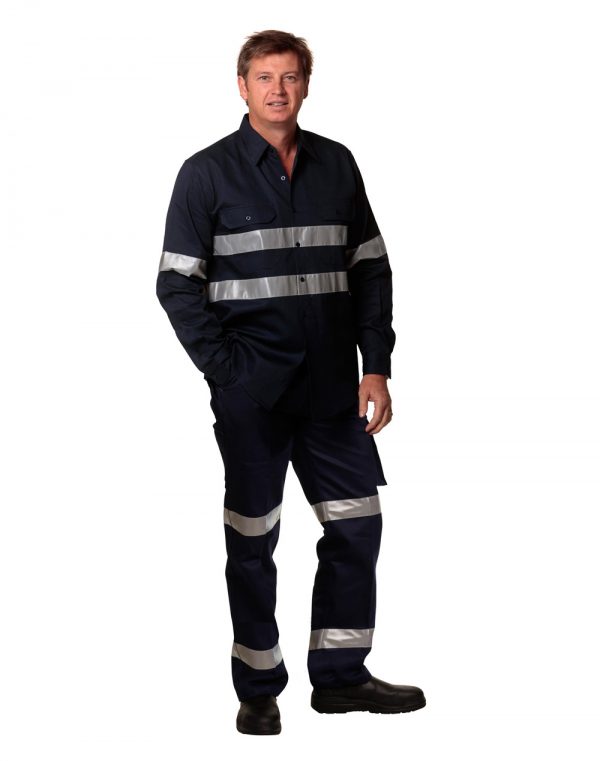 Drill pant pockets on leg with 3M Tapes