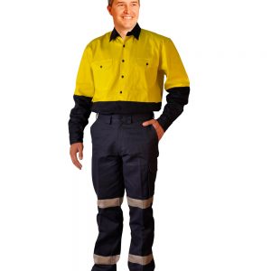 Long fit drill pants with 3M tapes / pocket on leg