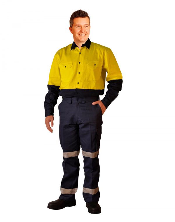 Long fit drill pants with 3M tapes / pocket on leg