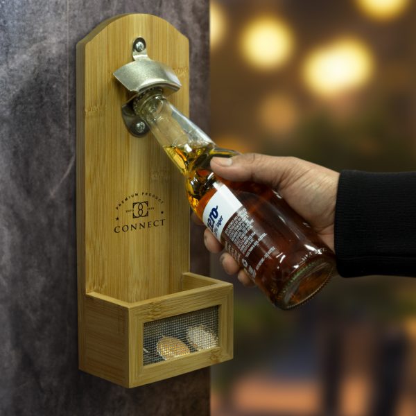 Bamboo Wall Mounted Bottle Opener